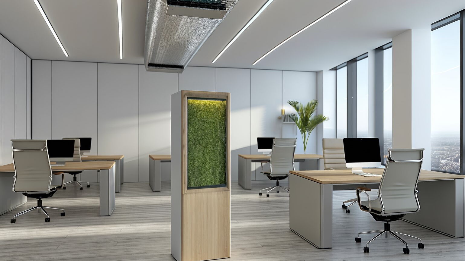 Modul aus lebendigem Moos zur Luftfilterung in Arbeitsräumen