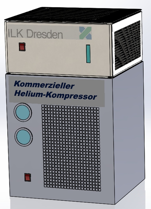 Montagebeispiel eines auf einem Helium-Kompressor platzierten WLK-Kits